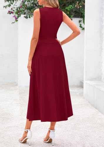 PRETTYGARDEN Women's Summer Pleated Midi Work Dress