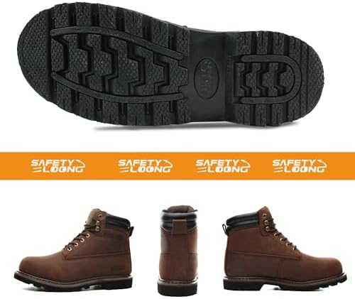 Work Boots for Men Soft Toe Waterproof Leather Workboots
