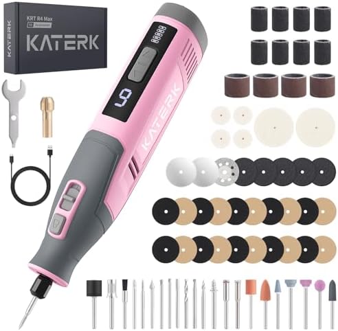 Katerk 4V Cordless Rotary Tool Kit with 70 Accessories Engraving Pen, Pink