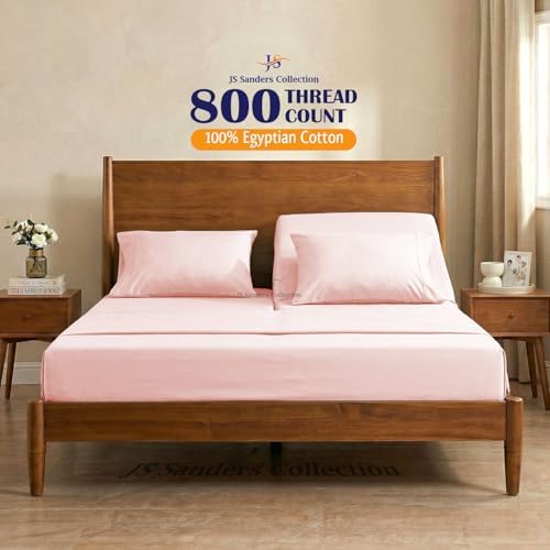 JS Sanders Collection Split Head Sheet Set 4PC Cal. King Size, Blush