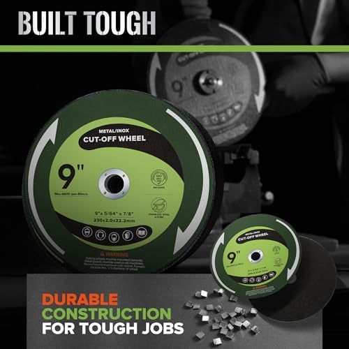 25PCS 9" Cut Off Wheels 9" x.075 x7/8" Metal & Stainless Steel Cutting Discs for Angle Grinder