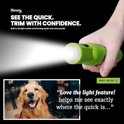 Diamondg Micro Dog Nail Grinder - Quiet Sound with LED Light, Green