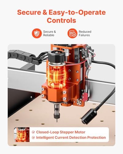 VEVOR CNC Router Machine, 500W Spindle, 3-Axis Wood Engraving Milling Machine, with Dual Linear Rails & Ball Screw, 15.75 x 15.75 x 3.74 in Working Area, Trim Router, for Wood Acrylic Carving Cutting