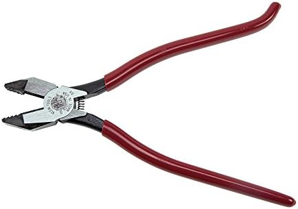 Klein Tools D201-7CSTA Linesman Pliers, Side Cutters with Spring Loaded Action & 5416T Tool Bag, Bull-Pin and Bolt Pouch, No. 4 Canvas with Tunnel Connection, 5 x 10 x 9-Inch