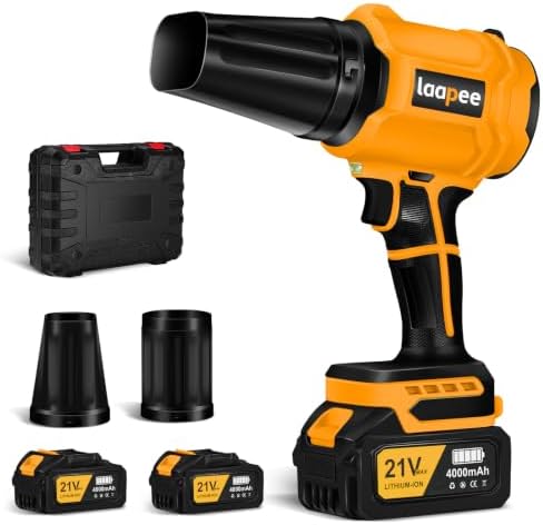 Leaf Blower Cordless Handheld Blower 2x4.0Ah Batteries & Charger,Orange