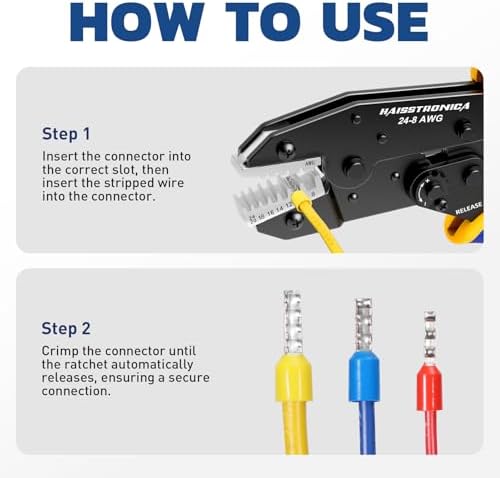 haisstronica Crimping Die for Ferrule Terminals, AWG 24-8