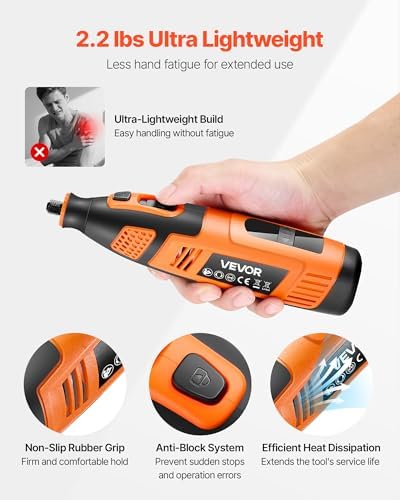 VEVOR 119-Piece Cordless Rotary Tool Kit, DC12V Portable Mini Power Rotary Tool, 28-Level Speed 5000-32000 RPM Multi-Purpose DIY Tools for Engraving, Sanding, Polishing, Carving, Cutting, DIY Crafts