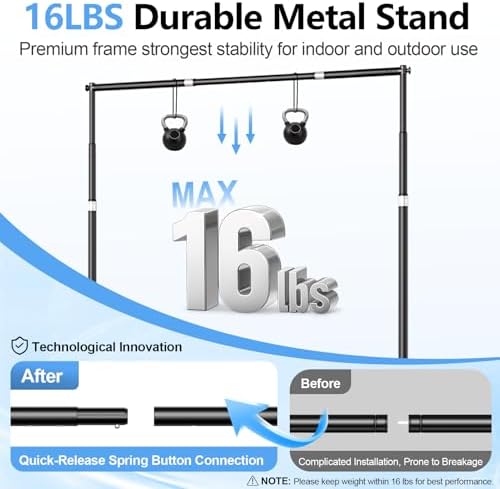 10x10FT Banner Stand, Heavy Duty Step and Repeat Stand, Black