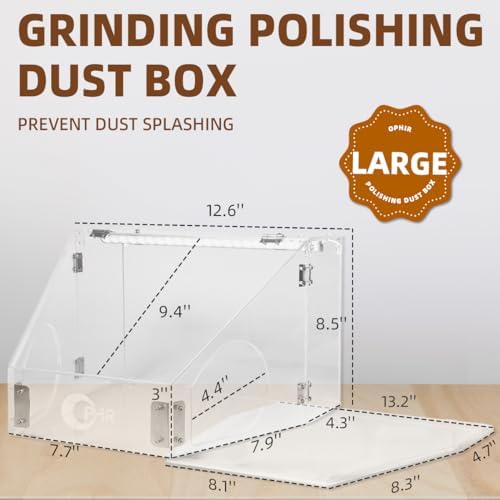 OPHIR Acrylic Polishing Dust Box with LED Light for Grinding &Craft Work