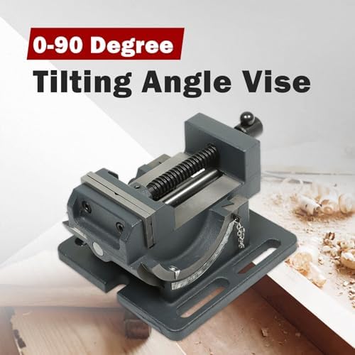 findmall 3 Inch Drill Press Vise - 0-90 Degree Tilting Angle Vise, Iron Cradle Style, Fit for Drilling Machine