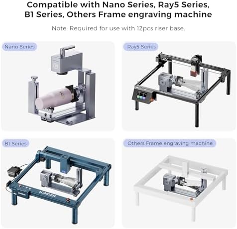 Longer Rotary Roller Series,Rotary Chuck for RAY5/B1/Nano,Other Frame Engraving Machines(Must with 12Pcs Risers),Y-Axis Rotary for Engraving Cylindrical Objects,Glasses,Tumblers,Size 369 * 80 * 145mm