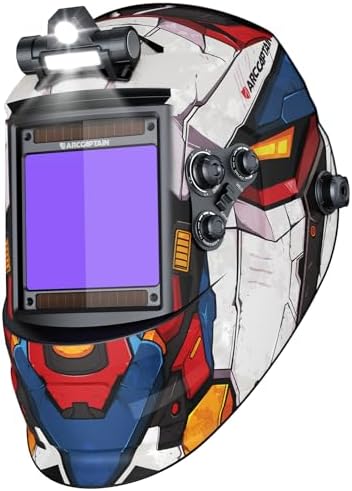 ARCCAPTAIN Auto Darkening Welding Helmet with Light, 3.94"X3.66" Large View