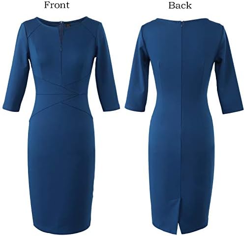 VFSHOW Womens Work Business Office Zipper Up Slim Bodycon Sheath Dress