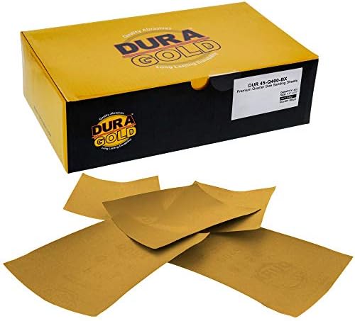 Dura-Gold Premium 1/4 Sheet Gold Sandpaper Sheets, 400 Grit (Box of 400)