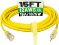 POWGRN 15 FT 12/3 Outdoor Extension Cord Waterproof Heavy Duty Power Cord
