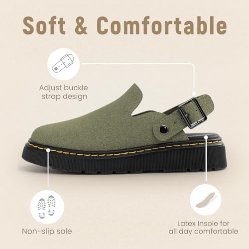 Athlefit Women's Slip On Suede Clogs with Back Strap