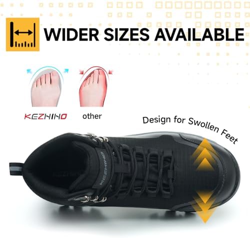 Kezhiho Waterproof Steel Toe Boots for Women Wide Width Non Slip Work Boots Lightweight Slip Resistant Safety Shoes Indestructible Construction Composite Toe Sneakers