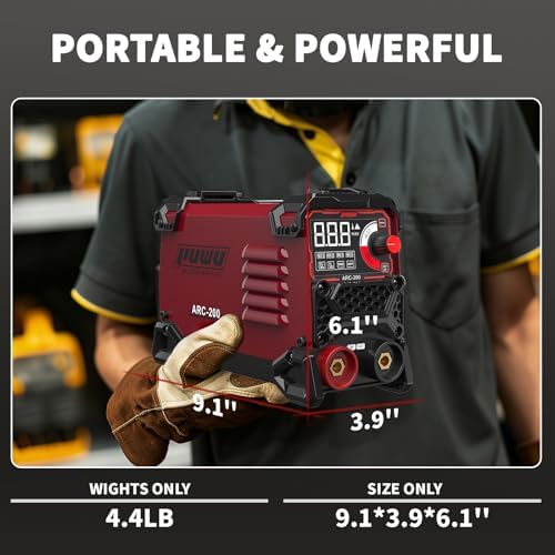 200Amp 110V Stick Welder，ARC/Lift TIG 2-in-1 Welder，Super MINI Portable Welding Machine，Synergic Control IGBT Inverter with Hot Start/VRD/Anti-Stick/ARC Force with 20PCS Rods and Gloves（RED）