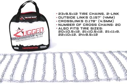 The ROP Shop Pair of 2 Link Tire Chains & Tensioners 23x9.5x12