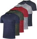 5 Pack Men's Dry Fit Workout T Shirts Crew Neck Athletic Gym Running Tees
