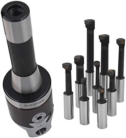 2" Boring Head R8 Shank Set with 9 Pcs 1/2" Carbide Boring Bars