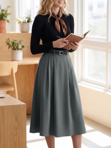 Casly Lamiit A-Line Midi Skirts for Women Business Skirt