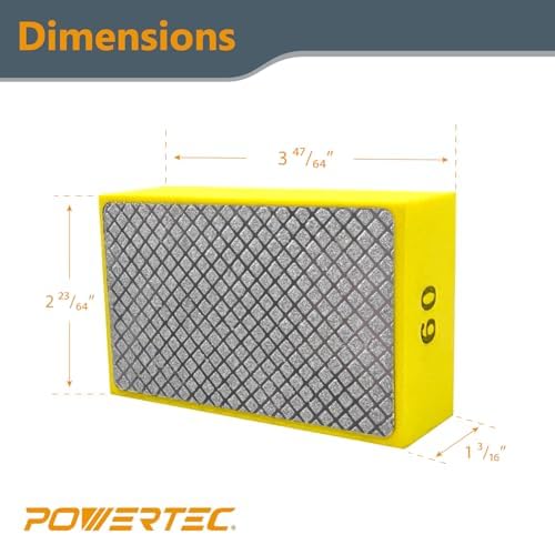 POWERTEC Diamond Hand Polishing Pads Assorted 60/100/ 200/400 Grits 4 Pack, Diamond Sanding Block for Polishing and Grinding Porcelain, Ceramic Tile, Glass, Granite, Stone, Wood & Metal (71907V)