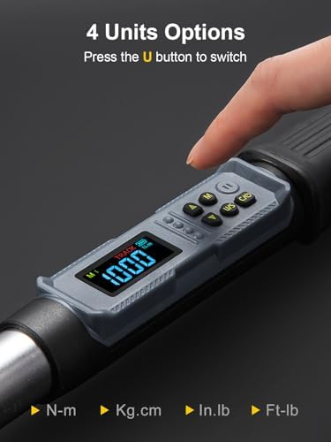 GROWNEER Digital Torque Wrench, 36.8-737 Ft-lbs/50-1000 Nm, 3/4'' Drive Inch Pound Torque Wrench with Buzzer & LED Indicator, Electronic Torque Wrench for Tractors, Trucks, Motor homes, and industrial