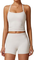 QBGJTD Two Piece Workout Sets For Women Tank Top Matching High Waist Booty Lifting Shorts Gym Yoga Active Wear Outfits