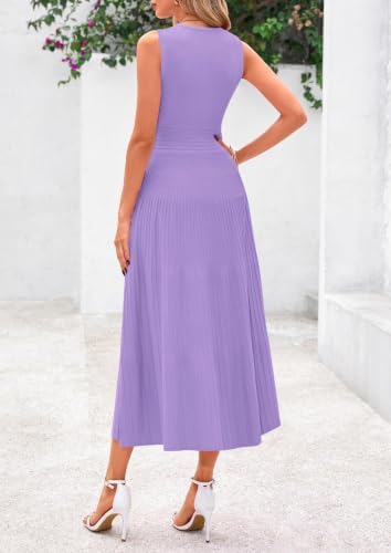 PRETTYGARDEN Women's Summer Pleated Midi Work Dress