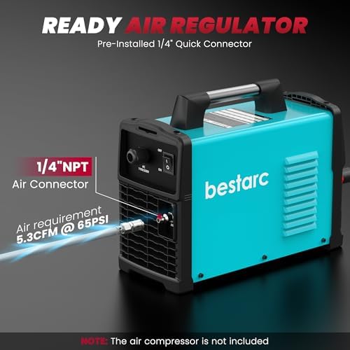 Bestarc 60A Pilot Arc Plasma Cutter, 110/220V, LED Display, Air Sensor