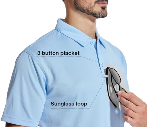 ZITY 5 Pack Polo Shirts for Men with Pocket Dry Quickly Short Sleeve Athletic Outdoor Work Collared Shirts