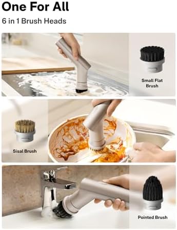 HOTO Electric Kitchen Scrubber and Cordless Spin Scrubber with Long Handle