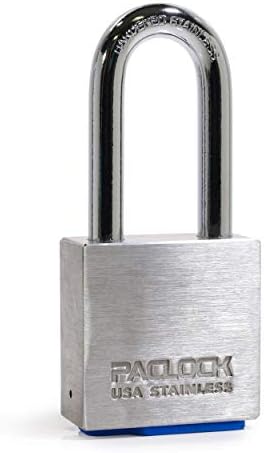 PACLOCK's 4-Series Padlock, UCS, 7/16" Diameter Hard. Stainless Steel Shackle, 2-1/2" Tall, 304 Stainless Steel, High Performance 6-Pin Cylinder, Keyed Differently w/ 2 Keys