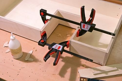 BESSEY EZS Series 12. in Trigger Style Clamp, EZS30- 445 lb Clamping Force - Fast Acting One Hand Woodworking Clamps for Wood working, Carpentry, Home Improvement, DIY, Construction Projects