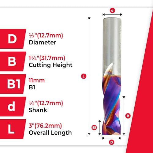 Amana Tool Spektra Extreme Tool Life Solid Carbide CNC Compression Spiral Router Bit, 46188-K, 1/2 D x 1-1/4 CH x 1/2 Shank x 3 Inch Long 2 Flute