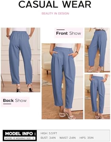 EVALESS Womens Wide Leg Barrel Pants with Pockets
