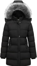 GGleaf Women's Winter Puffer Coat with Removable Fur Hood Warm Snow Jacket
