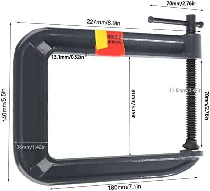 C Clamp, Steel Woodworking Clamp, Heavy Duty C Clamp, Carpentry Clamping Tool, Carpentry Clamping Device for Woodworking Metalworking (Clamping thickness 70*depth 180mm)