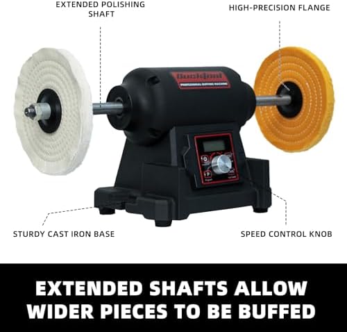 BUCKTOOL 8" 1HP VFD Variable Speed Benchtop Buffer Polisher,900-3600RPM
