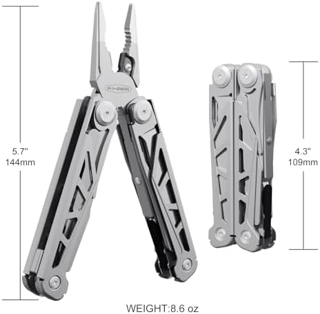 PERWIN Multitool, 17-in-1 Stainless Steel Multi Tool Pliers with Self-Locking, Pocket Knife, Nylon Sheath, Professional (EDC) Multi-Tool for Survival, Camping and Hunting, Hiking, Gifts for Men