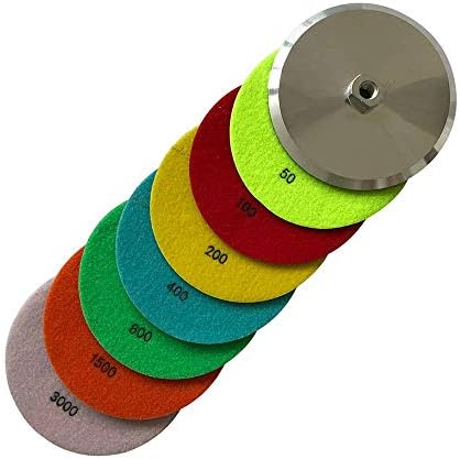 6" Dry Polishing Pads with Aluminum Backer, 50-3000 Grit