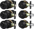 3 Pack Keyed Alike Entry Door Knobs and Double Cylinder Deadbolt Lock Combo Set, Matte Black Finished Door Lock Set, Round Style Door Knobs Deadbolt