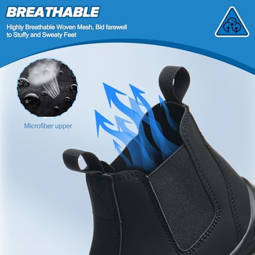 Steel Toe Boots for Men & Women,Slip On Work Boots for Construction