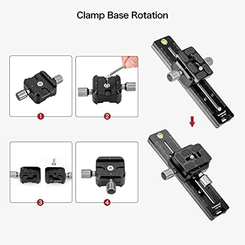 Koolehaoda 240mm Nodal Slide Quick Release Clamp, Angle Adjustable | Rail Plate Bracket Mount, Arca Swiss Compatible, for DSLR Camera Tripod Ball Head, Panoramic & Macro Photography