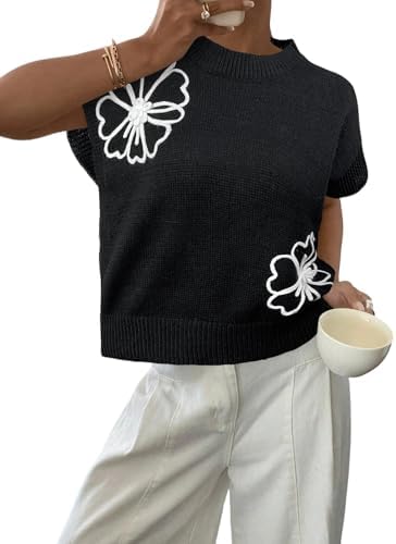 SOLY HUX Women's Short Sleeve Business Casual Sweater