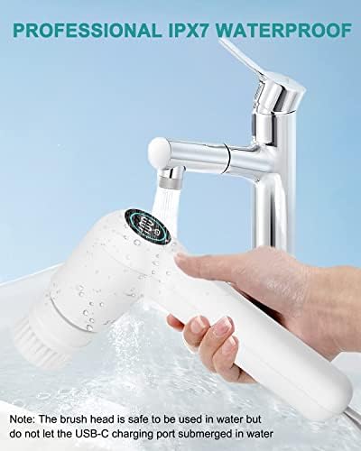 Electric Spin Scrubber Cordless Power Scrubber Handheld Electric Cleaning Brush, Shower Cleaner Brush with 6 Replaceable Brush Heads and 2 Rotating Speeds for Tile, Tub, Dish, Sink, Grout, Kitchen