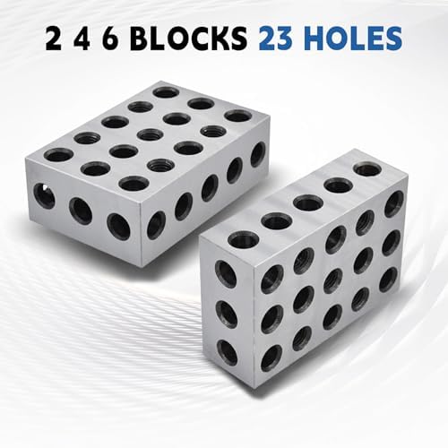 2-4-6 Blocks Matched Pair 23 Holes Accuracy 0.0003 Precision Hardened Steel 246 Machinist Set Up Blocks for Milling Machine