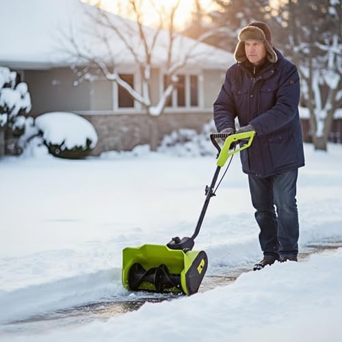 12-Inch Corded Snow Blower, Black & Green