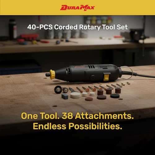 DURAMAX 40PC Rotary Tool Kit, Variable Speed 8000-30000 RPM, 120V Corded